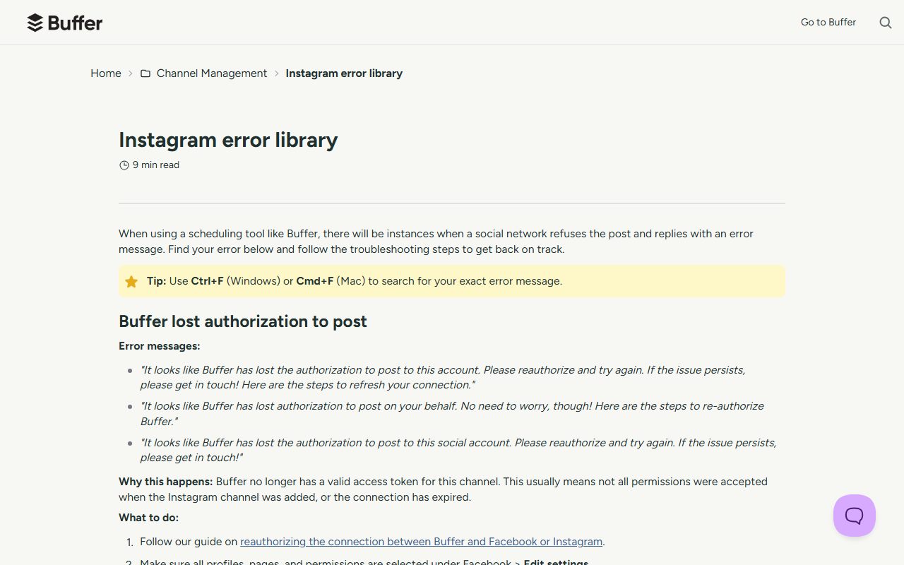 Buffer: Instagram error library (25 posts per 24 hours, 8MB images, 5 MBps bitrate), captured October 25, 2026. Figures change; the live page is the source of truth.